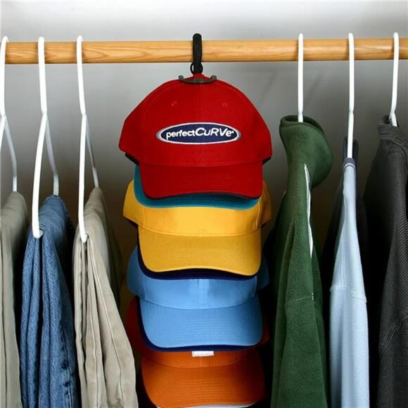 Perfect Curve Cap Rack Organizer Holds 36 Baseball Hats Over Door Closet Wall - Picture 3 of 7